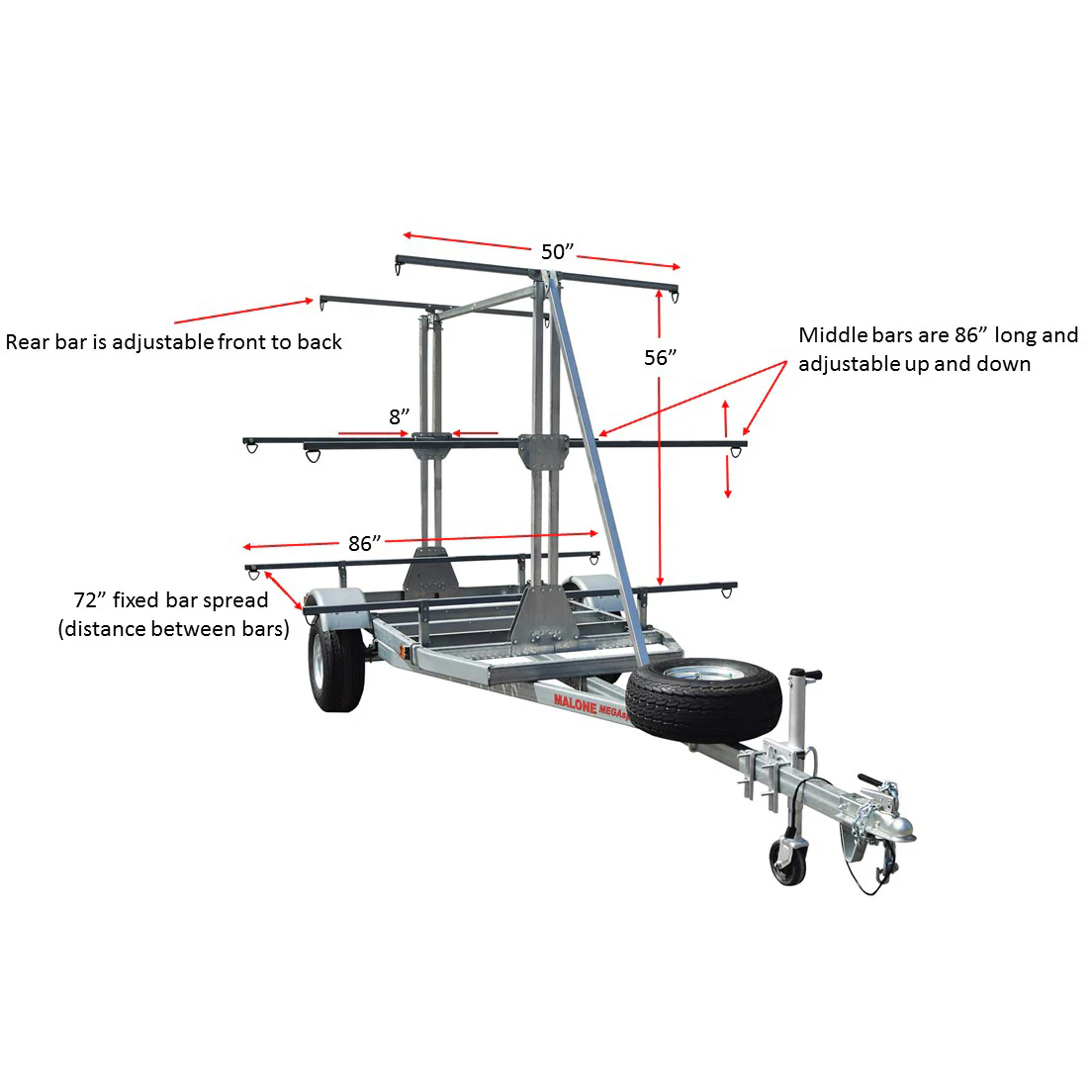 Malone MegaSport Outfitter 3 Tier Kayak Trailer - MPG550-O - Image 4