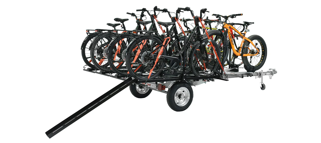 MicroSport LowBed 8 Bike Trailer Package (4 E-Bike Racks, 4 Std Bike Racks, Kick Stand, Spare Tire) - MPG464-B8 - Image 3