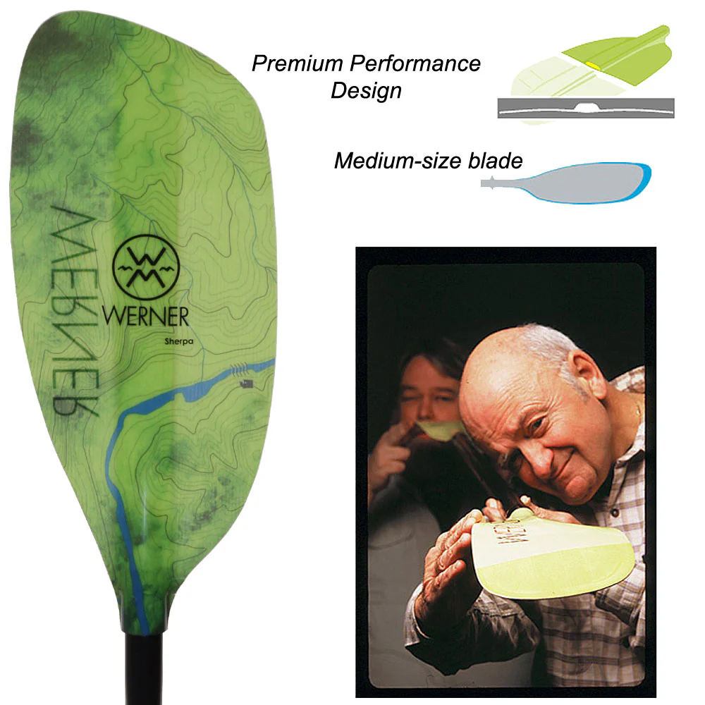Werner Sherpa Fiberglass 4-Piece Whitewater Kayak Paddle - Image 3