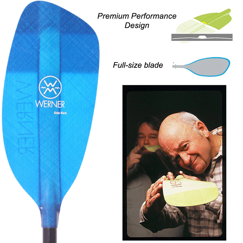 Werner Side Kick Fiberglass Straight Shaft Whitewater Kayak Paddle - Image 3